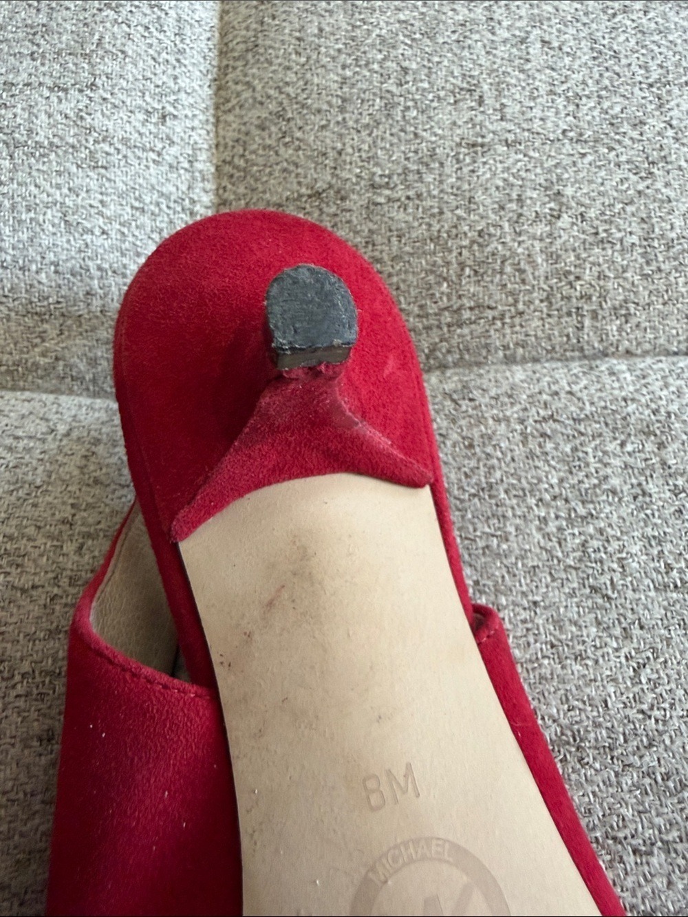 Michael Kors Red Pointed Toe Slingback Kitten Heels Bow Accent Women’s Size 8 - Picture 13 of 14